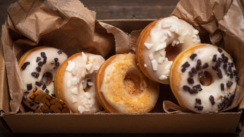 Box of five donuts