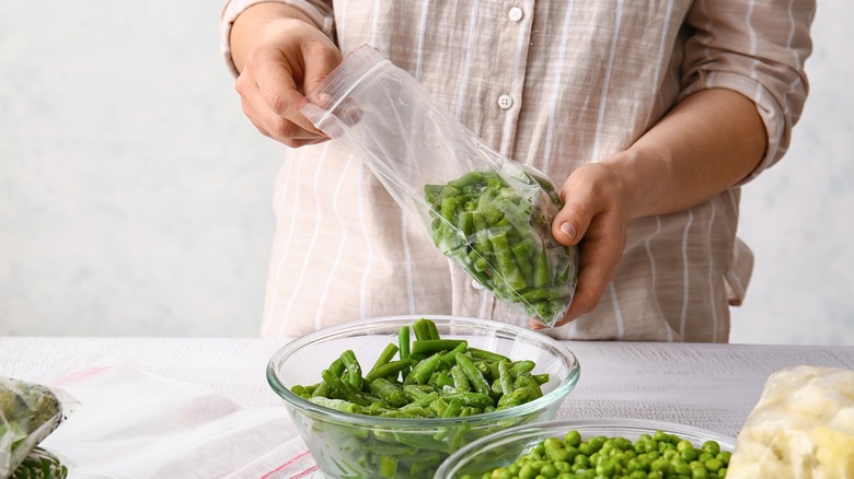 frozen green beans in bag