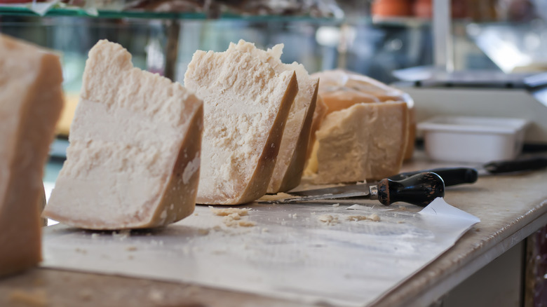 Hard cheese kept on a countertop