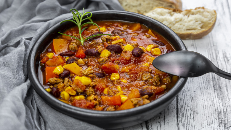 Bowl of pumpkin chili