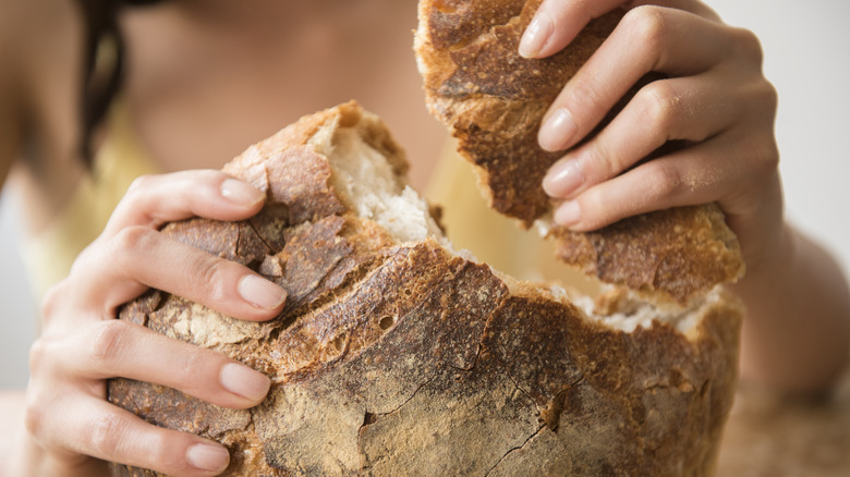 Closeup of crusty bread