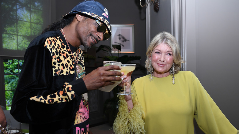 Martha Stewart and Snoop Dogg toasting