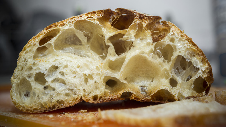 Cross section of a loaf with crisp crust