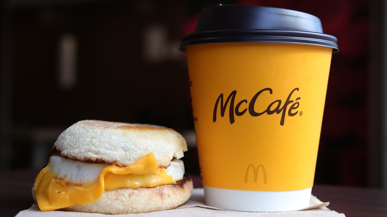 McDonald's McCafe coffee and Egg McMuffin on