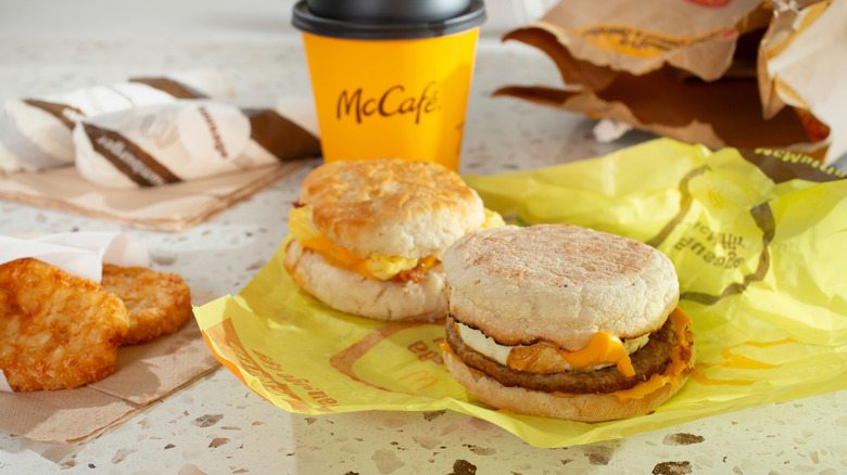 A McDonald's breakfast order sits on a tabletop