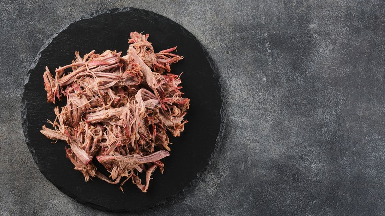 pulled pork on gray background