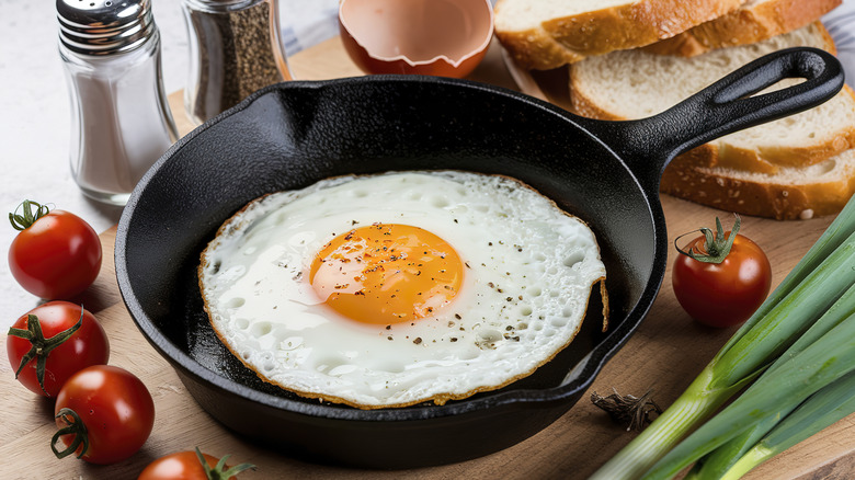 Egg frying an a pan