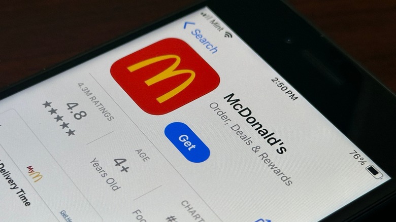 McDonalds' app on phone