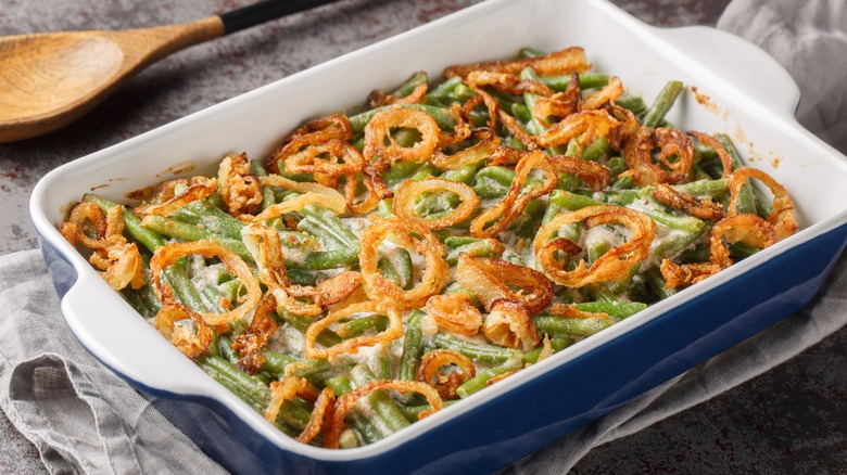 A dish of green bean casserole