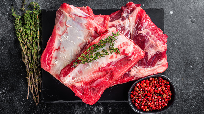 platters with raw short ribs