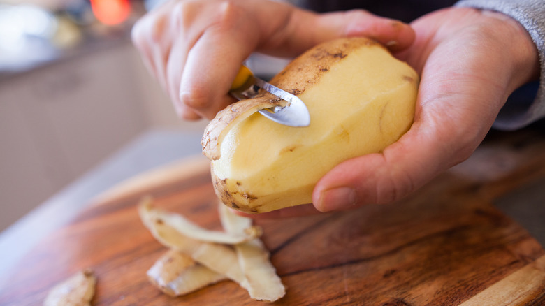 peeling a potato