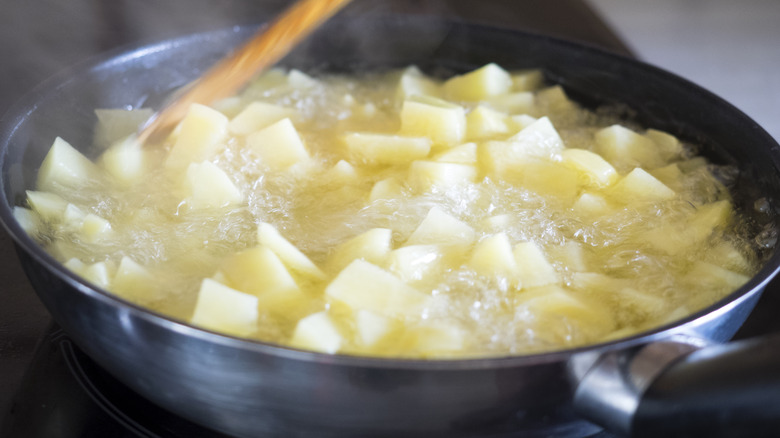 potatoes in boiling water