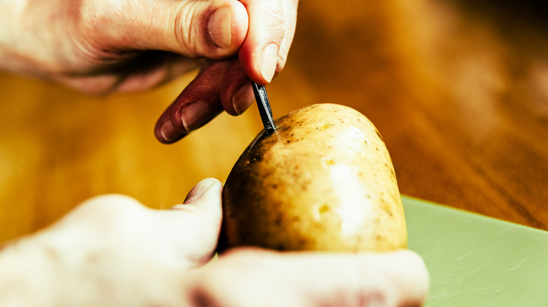 piercing hole in potato