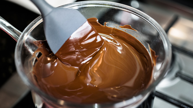 Stirring melted chocolate