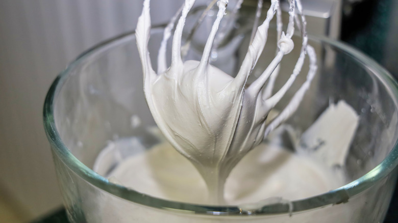 Royal icing in a stand mixer bowl