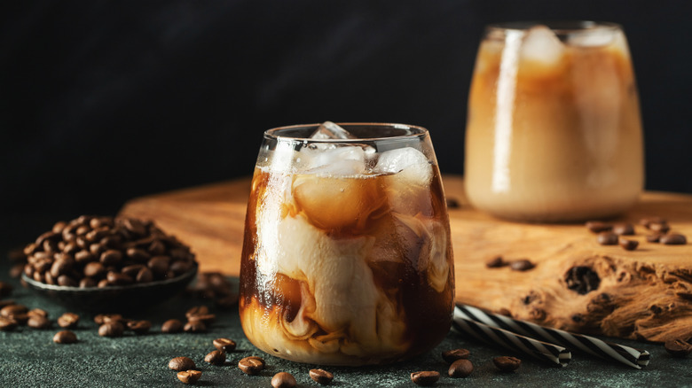 iced coffee in clear glass