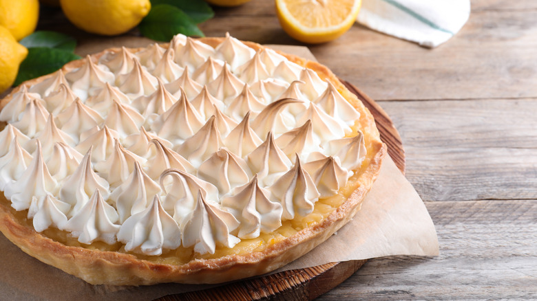 Lemon meringue pie on a plate