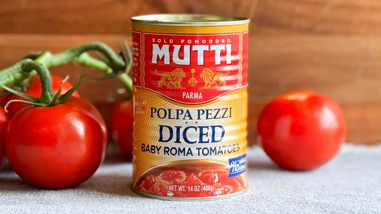 Can of Mutti Roma tomatoes