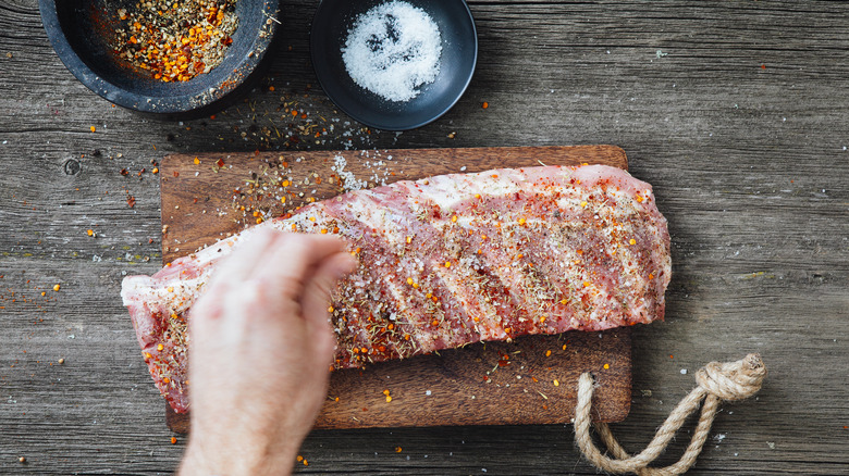 Heavily seasoned steak