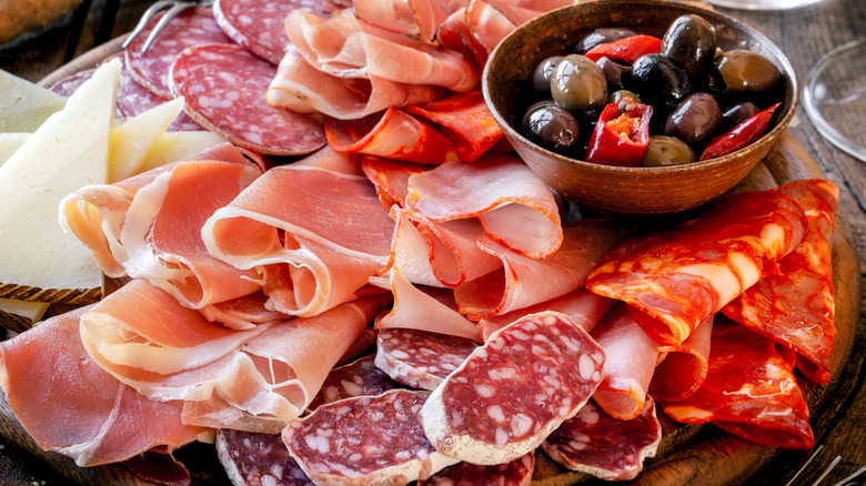 Close-up of Spanish charcuterie