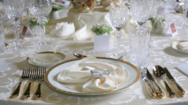 formal place setting at table