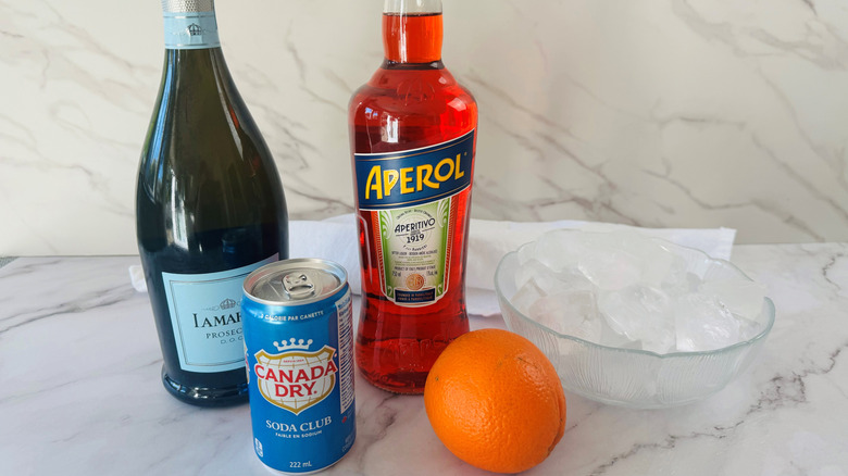 Aperol sparkling wine and soda