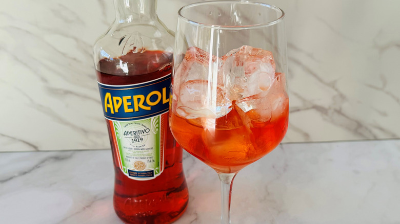 Aperol in bottle and glass