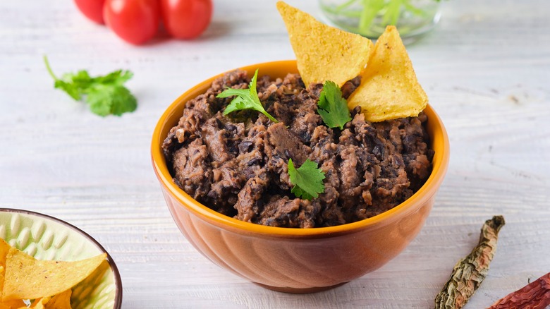 Refried beans made with black beans