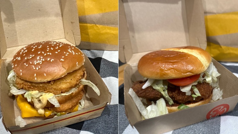 Chicken Big Mac and McCrispy side by side