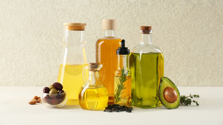 Jars of different cooking oils