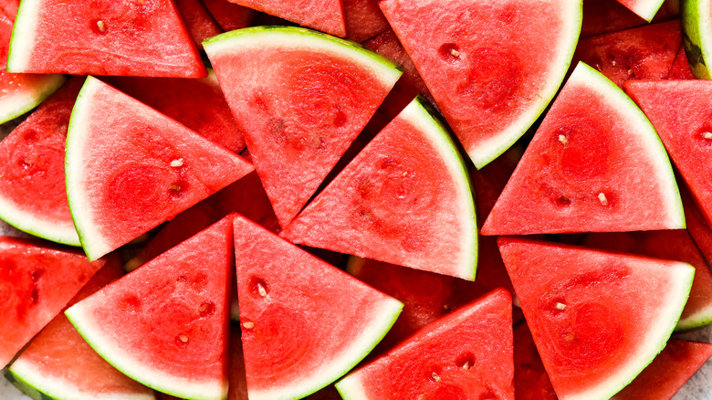 Seedless watermelon wedges with white seeds