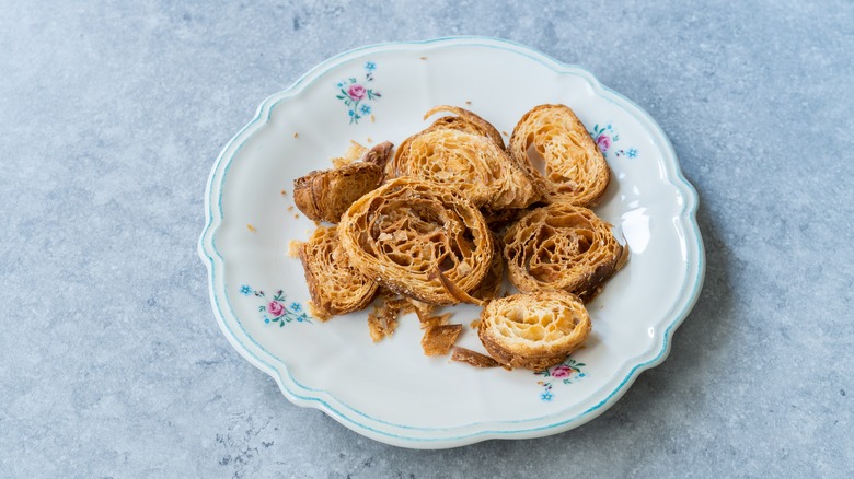 Flaky croissant cookies made from stale croissants
