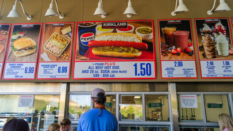 costco food signs on wall