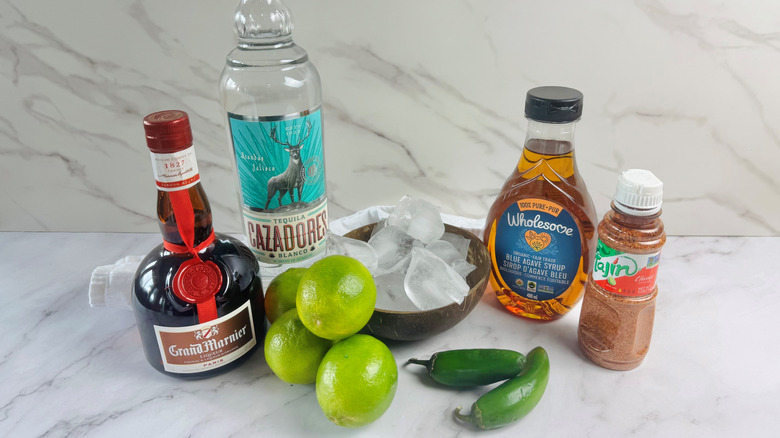 Ingredients for spicy margaritas