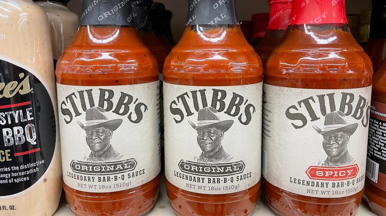 bottles of stubb's barbecue sauce on store shelves