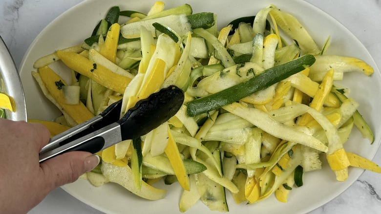 placing squash on platter