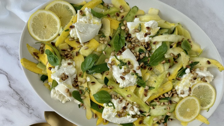 squash with basil and burrata