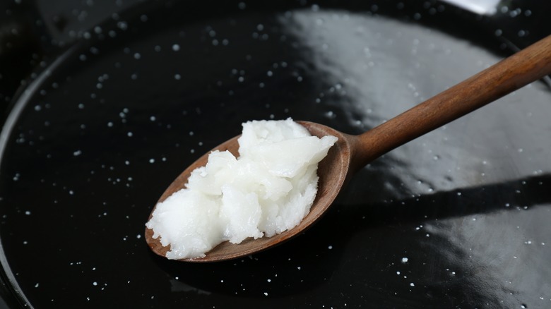 Frying pan with coconut oil