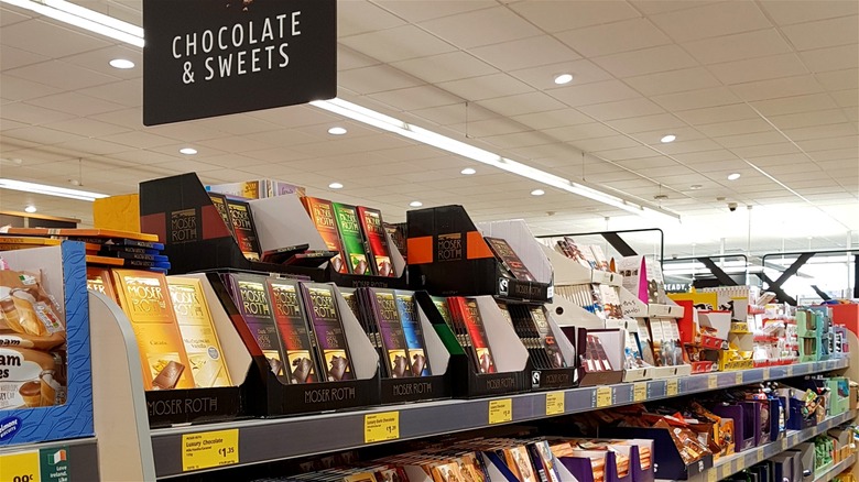 Aldi chocolate and sweets aisle