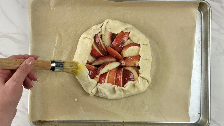 brushing crust with egg wash