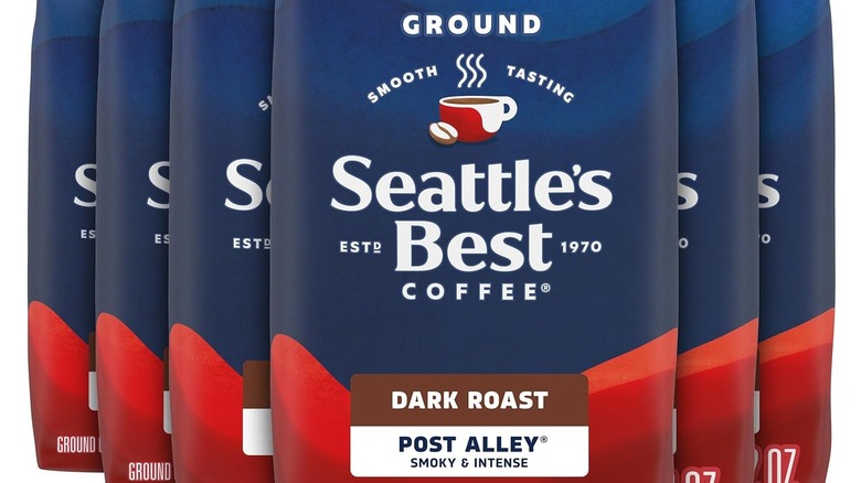 a front view of several packs of Seattle's Best Coffee Post Alley Blend