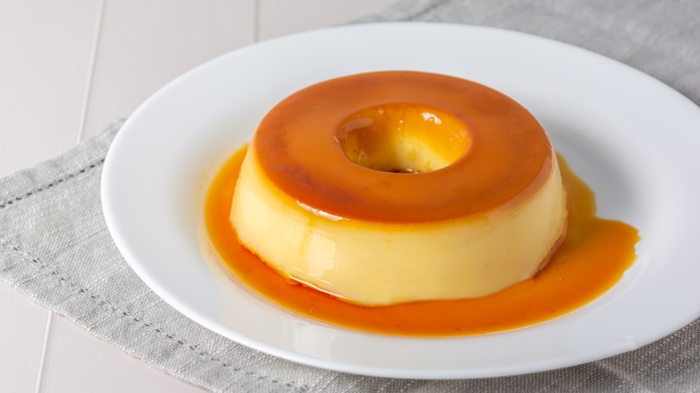 Flan on a plate