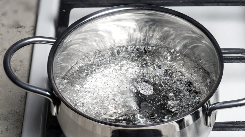 A pan of boiling water