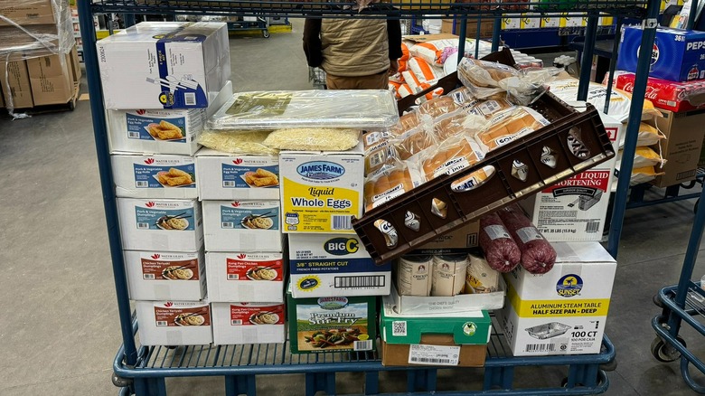 Cart of various bulk food items