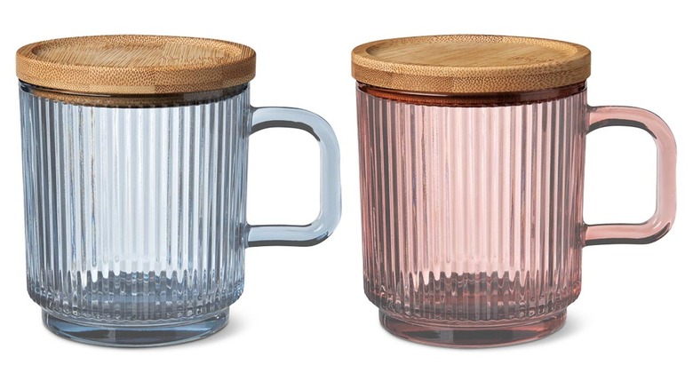 Two colors of Crofton Glass Coffee Mugs