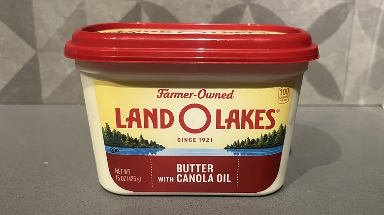 A tub of Land O Lakes butter