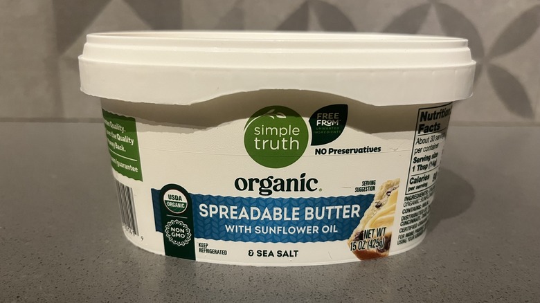 A tub of Simple Truth Butter