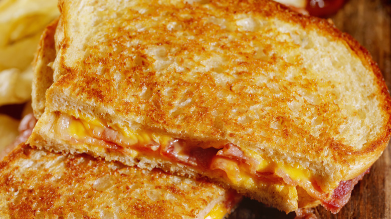 Grilled cheese with a golden crust