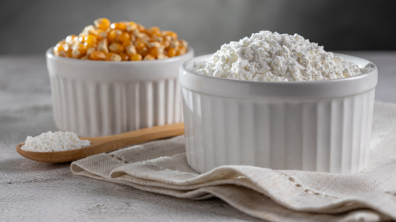 bowls of corn and cornstarch