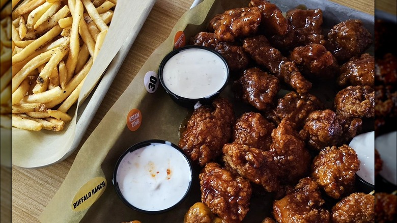 Boneless wings and fries from Buffalo Wild Wings 